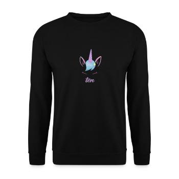 Licorne Dixième anniversaire - 10 ans d'anniversaire - Sweat-shirt Unisexe - noir - Devant - Alina (178cm) & Michal (187cm)