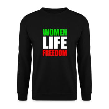 Women life freedom - Unisex Pullover - Schwarz - Vorne - Alina (178cm) & Michal (187cm)