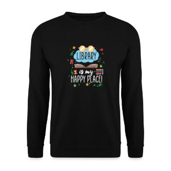 Library Fan Quote Read Library Librarian - Unisex Sweatshirt - black - Front - Alina (178cm) & Michal (187cm)