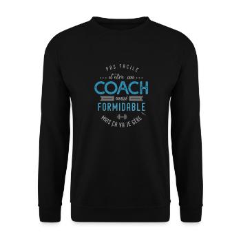 COACH entraineur sportif cadeau - Sweat-shirt Unisexe - noir - Devant - Alina (178cm) & Michal (187cm)