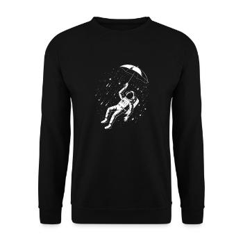 Astronaut im Regen - Space Design - Unisex Pullover - Schwarz - Vorne - Alina (178cm) & Michal (187cm)