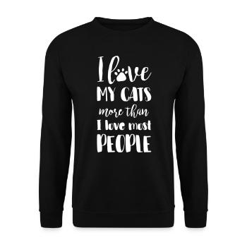 DEAR CAT LOVE CATS MIETZE KITTY MIAU MOTIF - Unisex Sweatshirt - black - Front - Alina (178cm) & Michal (187cm)