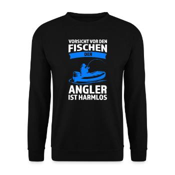 Angeln Fisch Fischer Angler Angeln Geschenk - Unisex Pullover - Schwarz - Vorne - Alina (178cm) & Michal (187cm)