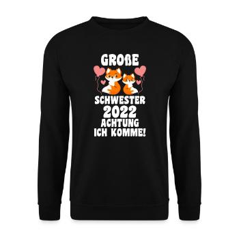 Schwestern Fuchs grosse Schwester Fuchs Geschenk - Unisex Pullover - Schwarz - Vorne - Alina (178cm) & Michal (187cm)