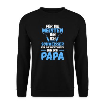 Schweißer Papa Schweisser Geschenk - Unisex Pullover - Schwarz - Vorne - Alina (178cm) & Michal (187cm)