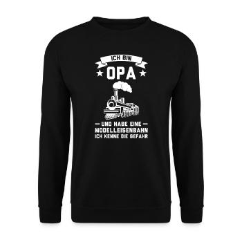 Dampflokomotive Opa Eisenbahner Geschenk - Unisex Pullover - Schwarz - Vorne - Alina (178cm) & Michal (187cm)
