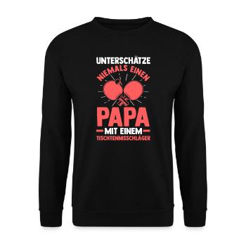 Tischtennis Papa Tischtennisspieler Geschenk - Unisex Pullover - Schwarz - Vorne - Alina (178cm) & Michal (187cm)