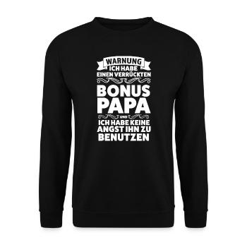 Bonus Papa Familie Stiefvater Geschenk - Unisex Pullover - Schwarz - Vorne - Alina (178cm) & Michal (187cm)