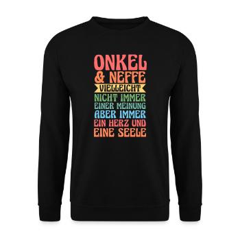Onkel & Neffe Familie Onkel Geschenk - Unisex Pullover - Schwarz - Vorne - Alina (178cm) & Michal (187cm)