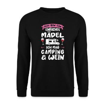 Campen Wein Camper Geschenk - Unisex Pullover - Schwarz - Vorne - Alina (178cm) & Michal (187cm)