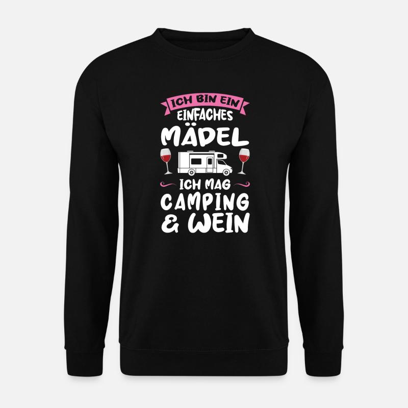 Campen Wein Camper Geschenk - Unisex Pullover - Schwarz