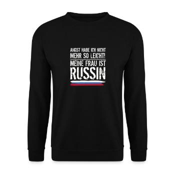 Meine frau ist russin Geschenk Russland - Unisex Pullover - Schwarz - Vorne - Alina (178cm) & Michal (187cm)