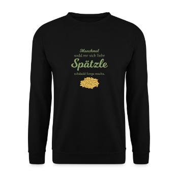 Spätzle Schwaben Schwobe Schwabenland Geschenk - Unisex Pullover - Schwarz - Vorne - Alina (178cm) & Michal (187cm)