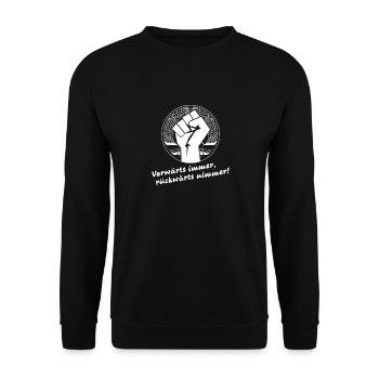 Vörwarts immer Geschenk NVA DDR Ostdeutschland - Unisex Pullover - Schwarz - Vorne - Alina (178cm) & Michal (187cm)