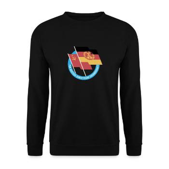 Deutsch sowjetische freundschaft Geschenk DDR Ossi - Unisex Pullover - Schwarz - Vorne - Alina (178cm) & Michal (187cm)