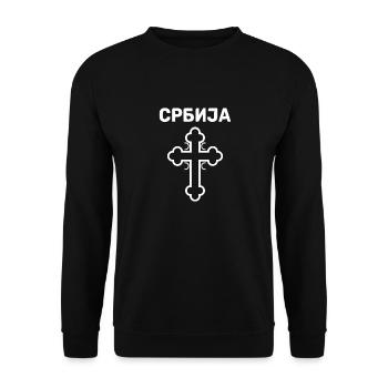 Cyrillique Croix Serbia Armoiries Yougoslavie - Sweat-shirt Unisexe - noir - Devant - Alina (178cm) & Michal (187cm)