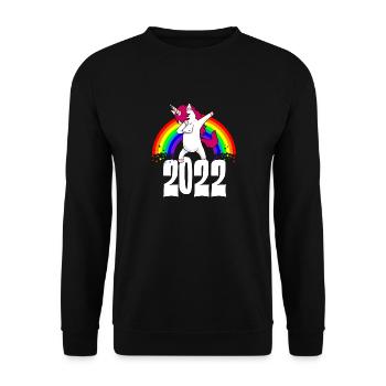 Dabbing Unicorn 2022 Rainbow Drôle Nouvel An - Sweat-shirt Unisexe - noir - Devant - Alina (178cm) & Michal (187cm)
