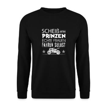 Motorrad-Shirt-Prinz - Unisex Pullover - Schwarz - Vorne - Alina (178cm) & Michal (187cm)