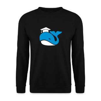 Wal mit Doktorhut Doktorand Doktorarbeit Promotion - Unisex Pullover - Schwarz - Vorne - Alina (178cm) & Michal (187cm)