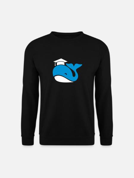 Wal mit Doktorhut Doktorand Doktorarbeit Promotion - Unisex Pullover - Schwarz