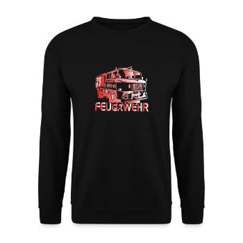 W50 Feuerwehr Spritze IFA - Unisex Pullover - Schwarz - Vorne - Alina (178cm) & Michal (187cm)