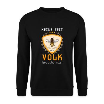 Keine Zeit mein Volk braucht mich Biene Imker - Unisex Pullover - Schwarz - Vorne - Alina (178cm) & Michal (187cm)