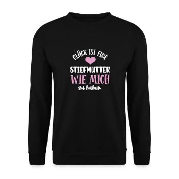 Glück Ist Eine Stiefmutter Wie Mich Zu Haben - Unisex Pullover - Schwarz - Vorne - Alina (178cm) & Michal (187cm)