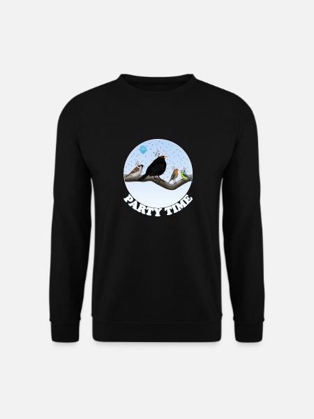 Amsel feiert Party Geburtstag mit Vogel Freunden - Unisex Pullover - Schwarz