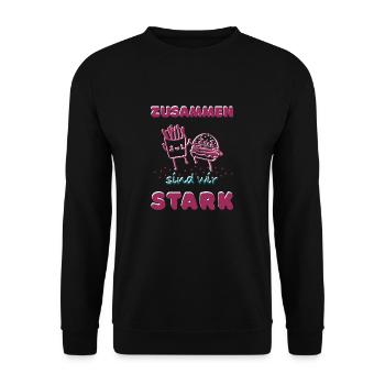 Zusammen sind wir stark - Freunde - Unisex Pullover - Schwarz - Vorne - Alina (178cm) & Michal (187cm)