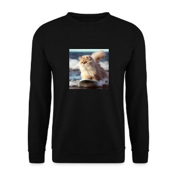 Persian cat Negan surfing - Unisex Sweatshirt - black - Front - Alina (178cm) & Michal (187cm)
