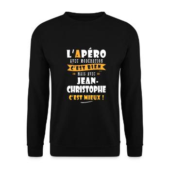Jean- Christophe Cadeau Humour jean christophe - Sweat-shirt Unisexe - noir - Devant - Alina (178cm) & Michal (187cm)
