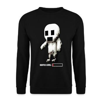 Kaffee Level Geist - hell - Unisex Pullover - Schwarz - Vorne - Alina (178cm) & Michal (187cm)
