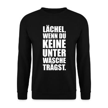 Lächel, wenn du keine Unterwäsche trägst - Unisex Pullover - Schwarz - Vorne - Alina (178cm) & Michal (187cm)