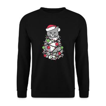 Meowy Xmas Shirt for Christmas - Unisex Sweatshirt - black - Front - Alina (178cm) & Michal (187cm)