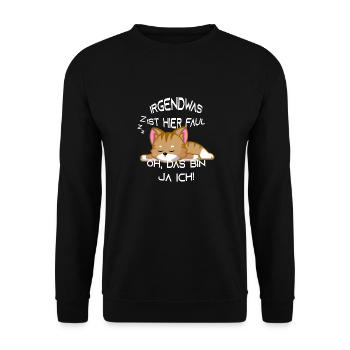 Süße Katze Faul Schlafen - Unisex Pullover - Schwarz - Vorne - Alina (178cm) & Michal (187cm)