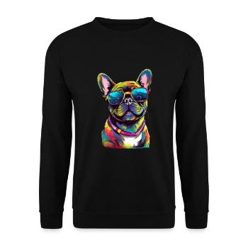 Französische Bulldogge Niedlicher Hund Farbeimer - Unisex Pullover - Schwarz - Vorne - Alina (178cm) & Michal (187cm)