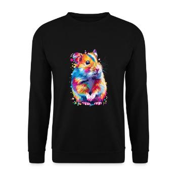 Cute Hamster Rainbow Colors - Unisex Sweatshirt - black - Front - Alina (178cm) & Michal (187cm)
