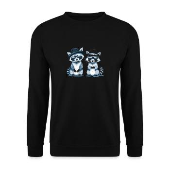 raton laveur - Sweat-shirt Unisexe - noir - Devant - Alina (178cm) & Michal (187cm)