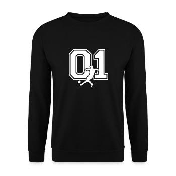 Soccer Number 01 Soccer Player - Unisex Sweatshirt - black - Front - Alina (178cm) & Michal (187cm)