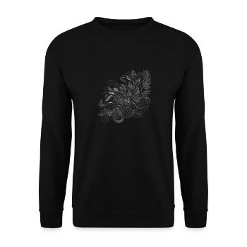 Floral Harmony Blumenmuster - Unisex Pullover - Schwarz - Vorne - Alina (178cm) & Michal (187cm)