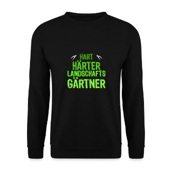 Garten Gärtner Hart Härter Landschaftsgärtner - Unisex Pullover - Schwarz - Vorne - Alina (178cm) & Michal (187cm)