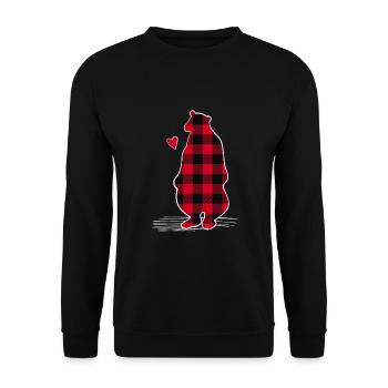 Familie Bär Pyjama Kariert - Unisex Pullover - Schwarz - Vorne - Alina (178cm) & Michal (187cm)