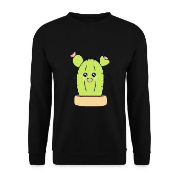 Cactus, cacti, succulents, plant cute - Unisex Sweatshirt - black - Front - Alina (178cm) & Michal (187cm)