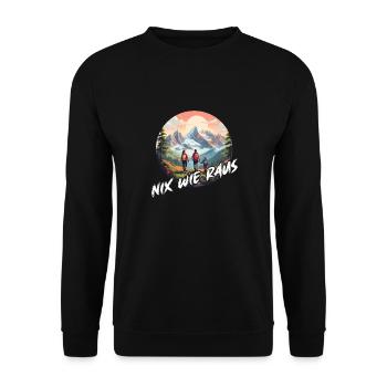 Nix wie raus mit der Familie in die Natur Wandern - Unisex Pullover - Schwarz - Vorne - Alina (178cm) & Michal (187cm)
