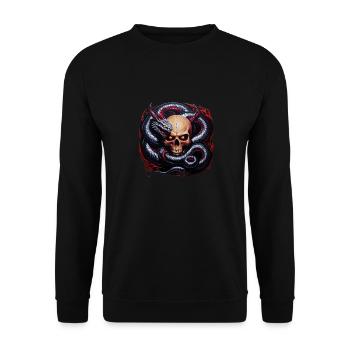 Crâne viking et serpent de Midgard : un Entwi mythique - Sweat-shirt Unisexe - noir - Devant - Alina (178cm) & Michal (187cm)