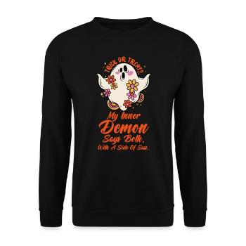 Démon Halloween Traiter Ou Astuce Sarcastique Sass - Sweat-shirt Unisexe - noir - Devant - Alina (178cm) & Michal (187cm)