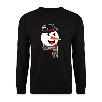 Christmas Time Schneemann - Unisex Pullover - Schwarz - Vorne - Alina (178cm) & Michal (187cm)