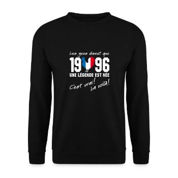 Né en 1996 - Coq aux couleurs françaises - Sweat-shirt Unisexe - noir - Devant - Alina (178cm) & Michal (187cm)
