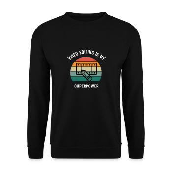 Video Editing | Superpower des Video Cutter - Unisex Pullover - Schwarz - Vorne - Alina (178cm) & Michal (187cm)