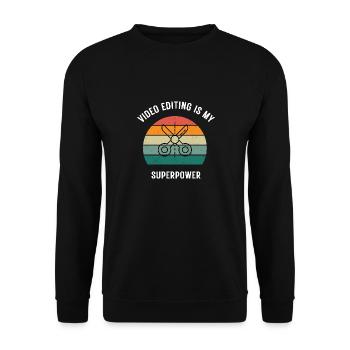 Cutter Video | Superpower - Unisex Pullover - Schwarz - Vorne - Alina (178cm) & Michal (187cm)